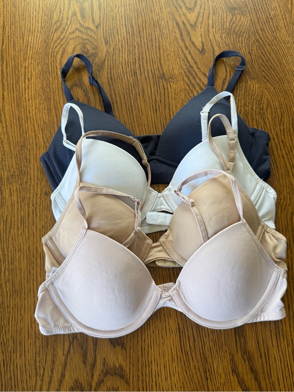 Maidenform Classic T-Shirt 4 Bra Set - Black, White, Nude, Blush 32A